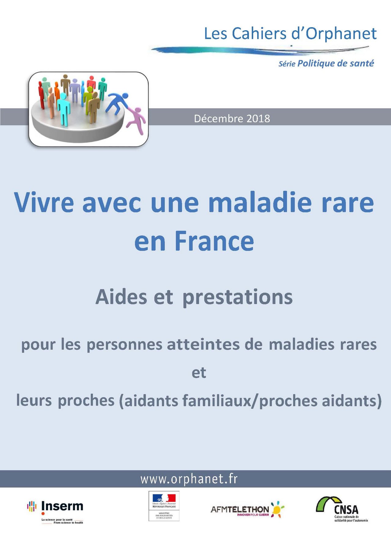 Visuel pour le Cahier Orphanet "Vivre avec une maladie rare en France"