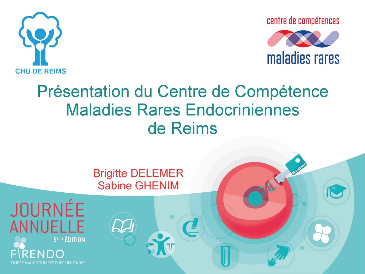 Visuel de Brigitte Delemer « Organisation au sein de 3 centres de compétence : parcours patient, enseignement, recherche »