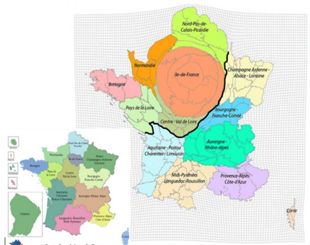 Carte de France : visualisation du découpage AURAGEN/SeqOIA en 2021