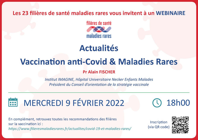 Annonce webinaire "Actualités sur la vaccination anti-covid et Maladies Rares" le 9 février 2022 à 18h
