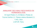 Journée Annuelle FIRENDO 2016 Annuaire analyses rares hormonologie