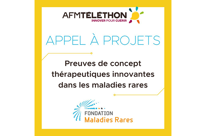 Visuel de l'appel à projet "Preuves de concept thérapeutiques" d'AFM-Téléthon et Fondation Maladies Rares