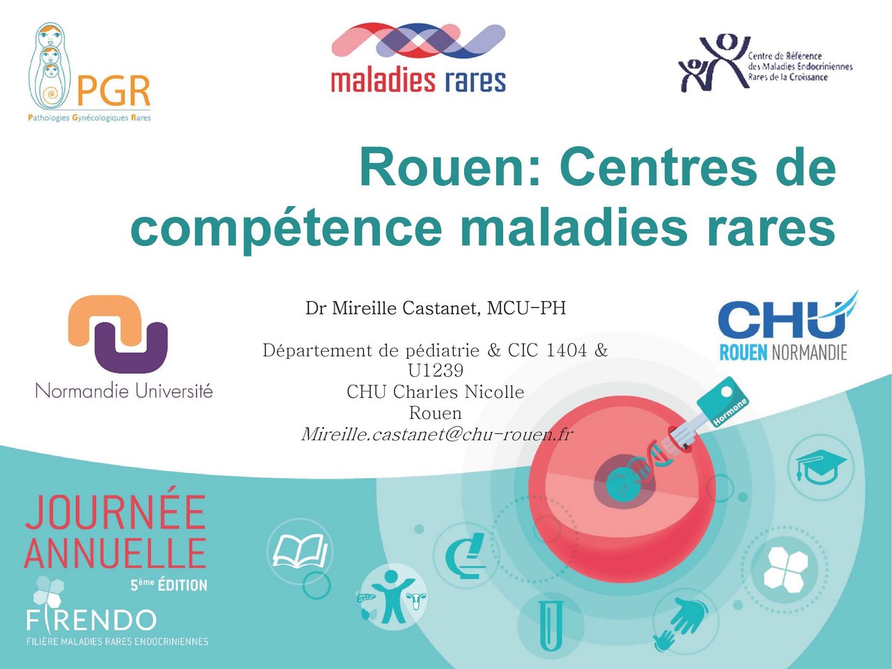 Visuel de Mireille Castanet « Organisation au sein de 3 centres de compétence : parcours patient, enseignement, recherche »