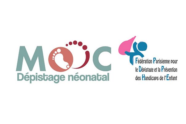 Deux logos : celui du MOOC Dépistage néonatal et de la Fédération parisienne pour le dépistage et la prévention de l'handicap chez l'enfant