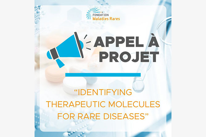 Visuel de l'appel à projet de la Fondation Maladies Rares 2023 "Identifier des molécules thérapeutiques pour les maladies rares"